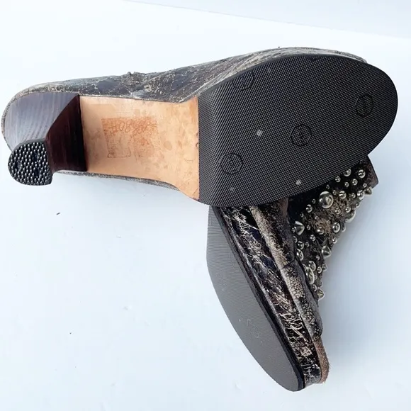 Calleen Cordero Studded Distress Ankle Boots