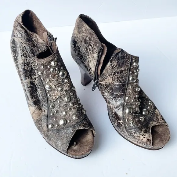 Calleen Cordero Studded Distress Ankle Boots