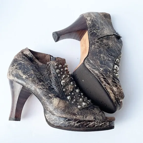 Calleen Cordero Studded Distress Ankle Boots
