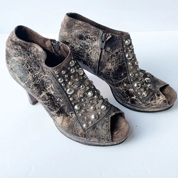 Calleen Cordero Studded Distress Ankle Boots