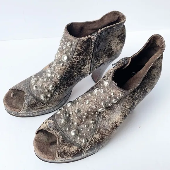 Calleen Cordero Studded Distress Ankle Boots