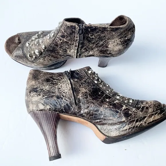 Calleen Cordero Studded Distress Ankle Boots