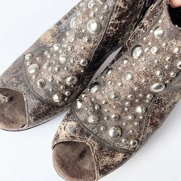 Calleen Cordero Studded Distress Ankle Boots