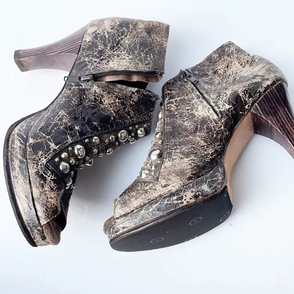 Calleen Cordero Studded Distress Ankle Boots