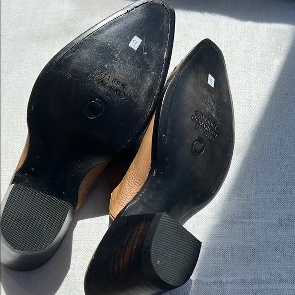 Calleen Cordero Women's camel gold studded Leather Mules. Versatile and stylish!