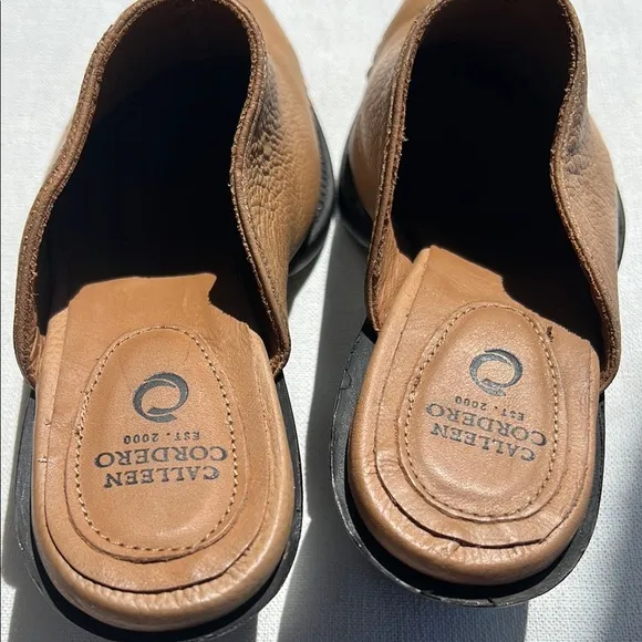 Calleen Cordero Women's camel gold studded Leather Mules. Versatile and stylish!