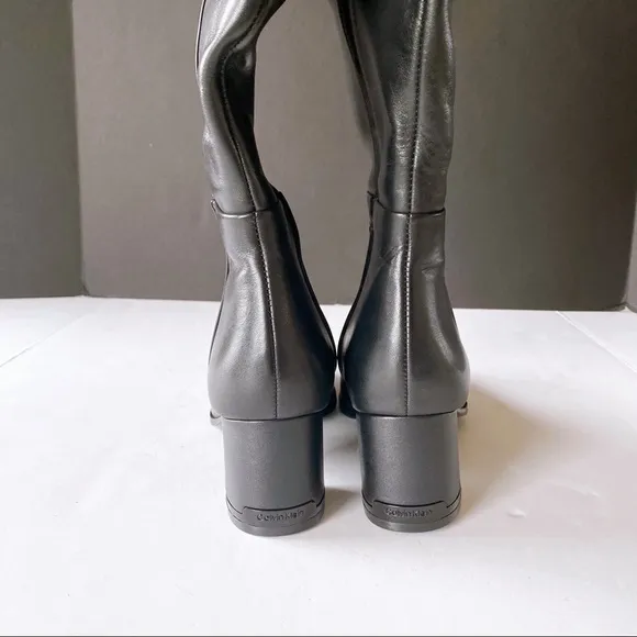 Calvin Klein Frieda Knee High Black Leather Boots