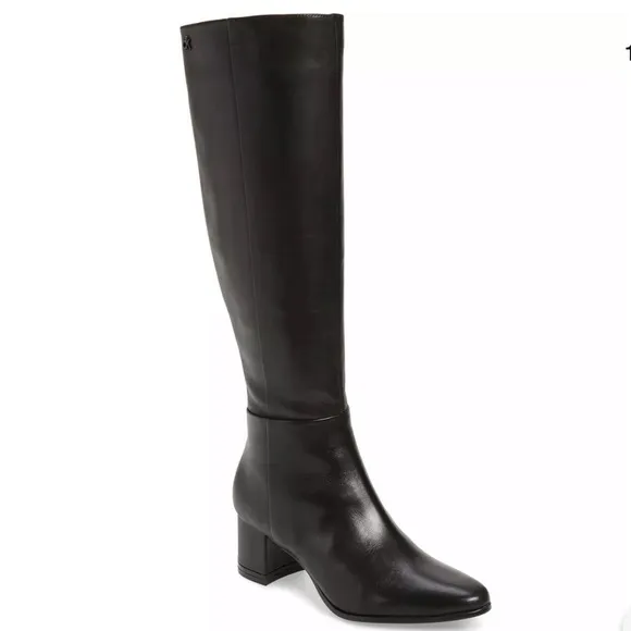 Calvin Klein Frieda Knee High Black Leather Boots