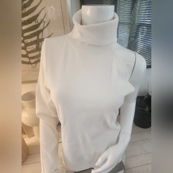 Calvin Klein One-Shoulder Turtleneck Top