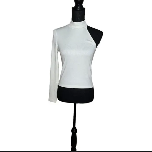 Calvin Klein One-Shoulder Turtleneck Top