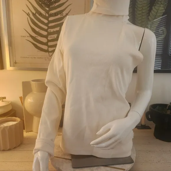 Calvin Klein One-Shoulder Turtleneck Top