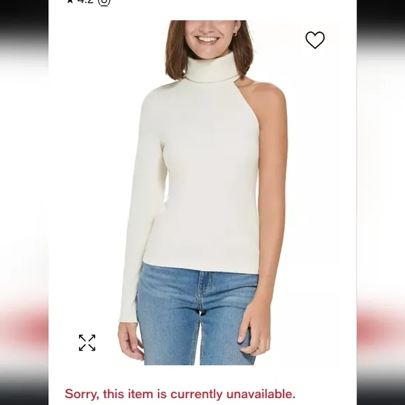 Calvin Klein One-Shoulder Turtleneck Top
