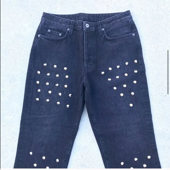 CARMAR Studded jeans black denim HIGH Waisted silver studs jean 26 sweetheart LF