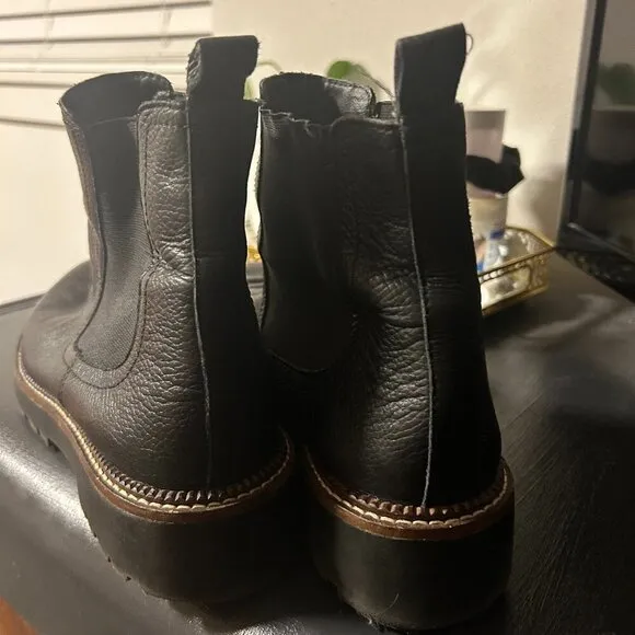 CASLON Miller Leather Chelsea Boot Lug Sole Water Resistant | Women's 13 | Black