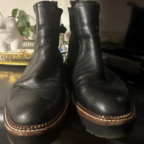 CASLON Miller Leather Chelsea Boot Lug Sole Water Resistant | Women's 13 | Black