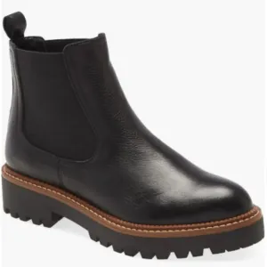 CASLON Miller Leather Chelsea Boot Lug Sole Water Resistant | Women's 13 | Black