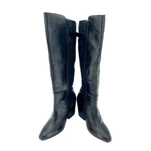 Catherine Malandrino Black Leather Suede Biker Tall Boots SZ 7 New $240