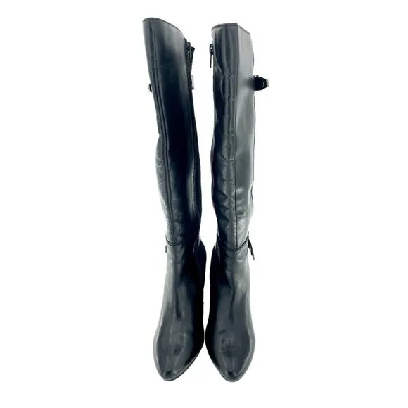 Catherine Malandrino Black Leather Suede Biker Tall Boots SZ 7 New $240