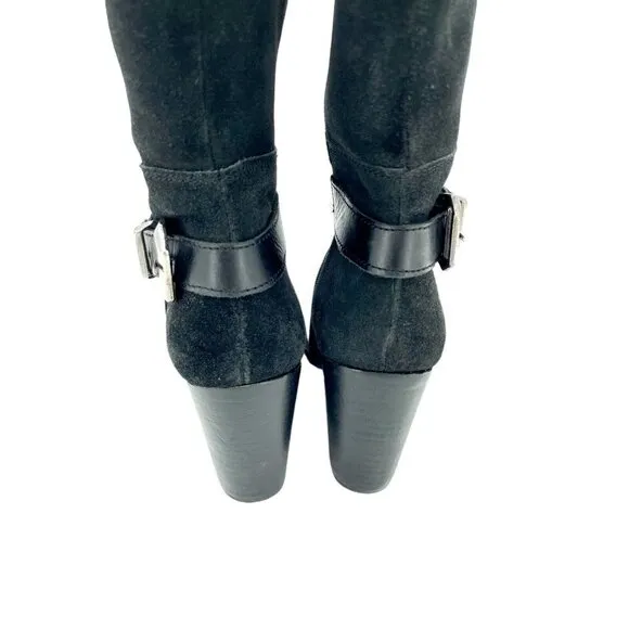 Catherine Malandrino Black Leather Suede Biker Tall Boots SZ 7 New $240
