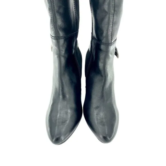 Catherine Malandrino Black Leather Suede Biker Tall Boots SZ 7 New $240