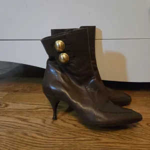 Celine Ankle Boots with Button Detail size 37 (us 6.5)