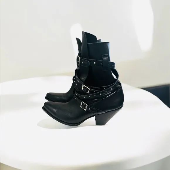 Celine Black Heeled Boots with Modern Western Flair