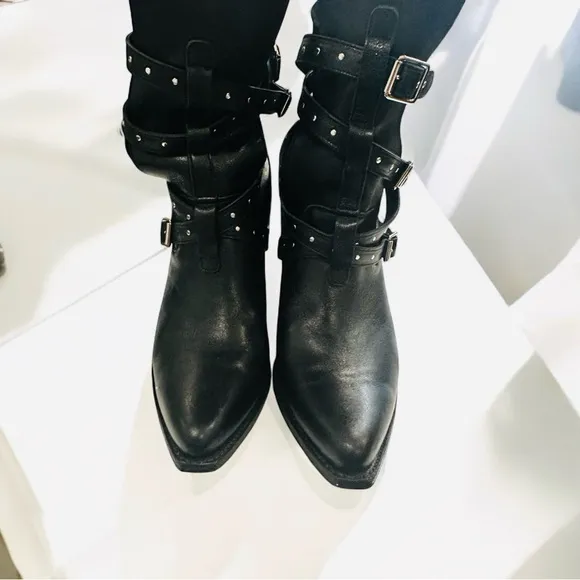 Celine Black Heeled Boots with Modern Western Flair