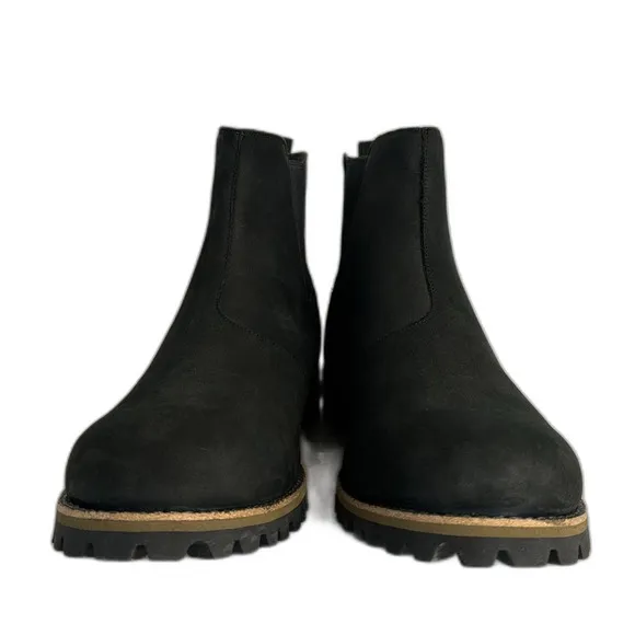 Chaco Fields Shoes Mens Size 14 Black Leather Pull On Lug Sole Chelsea Mid Boots