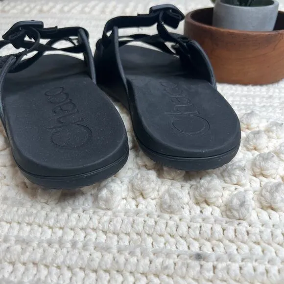 CHACO Men's Size US 9 Chillos Slide Summer Sandal Shoes Adjustable Strap Black