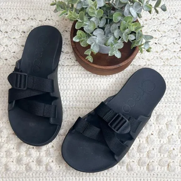 CHACO Men's Size US 9 Chillos Slide Summer Sandal Shoes Adjustable Strap Black