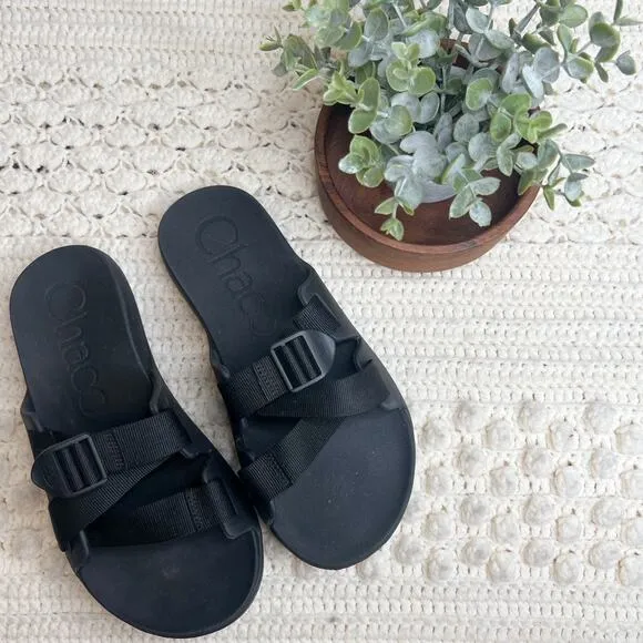 CHACO Men's Size US 9 Chillos Slide Summer Sandal Shoes Adjustable Strap Black