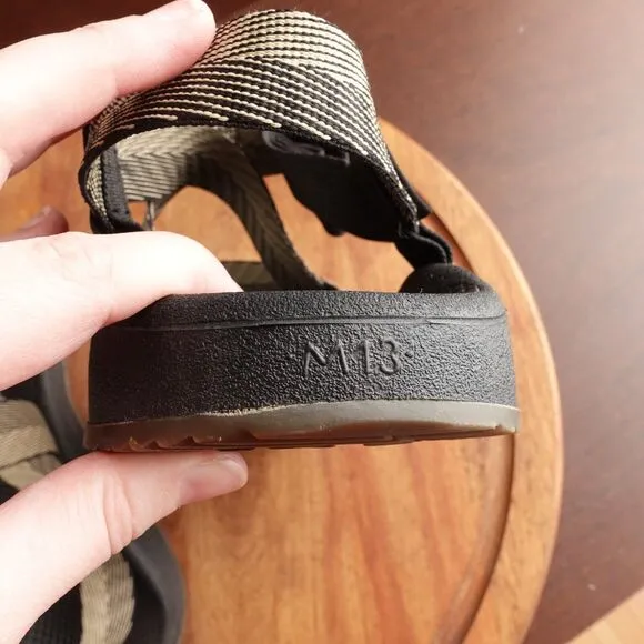 Chaco Sandals Mens Size 13 BLK Beige Mega Z Cloud Wide Strap Hiking Adjustable