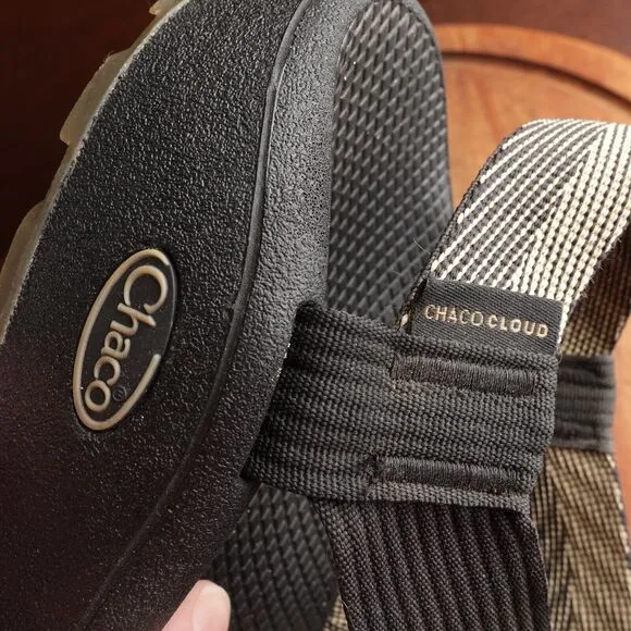 Chaco Sandals Mens Size 13 BLK Beige Mega Z Cloud Wide Strap Hiking Adjustable