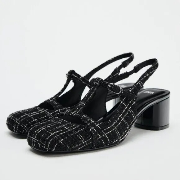 CHANEL VIBES!!! RARE!!! ZARA Textured Slingbacks