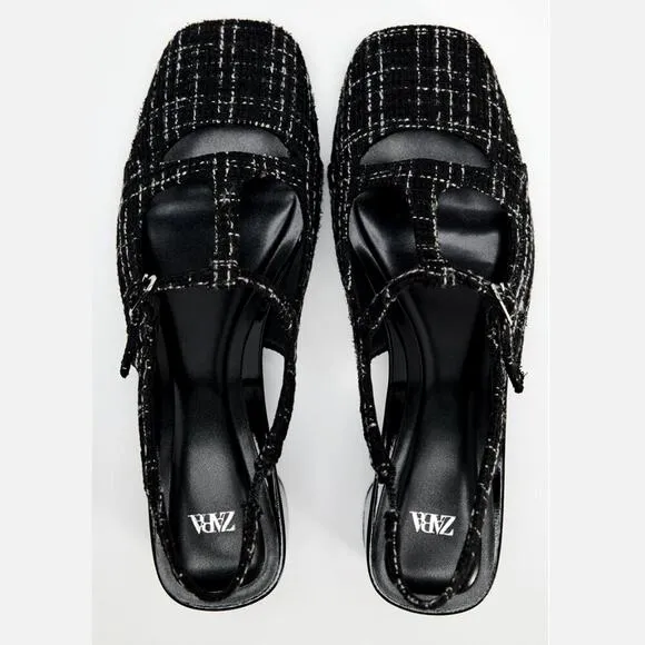 CHANEL VIBES!!! RARE!!! ZARA Textured Slingbacks