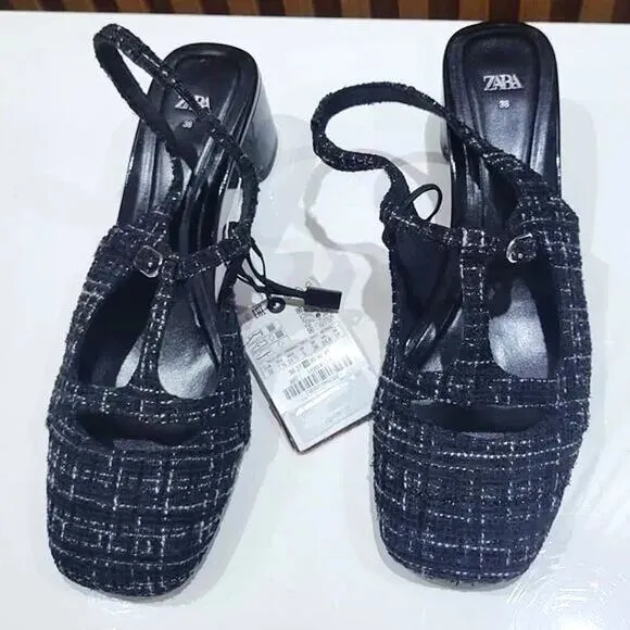 CHANEL VIBES!!! RARE!!! ZARA Textured Slingbacks