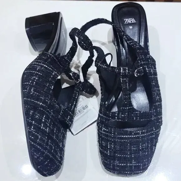 CHANEL VIBES!!! RARE!!! ZARA Textured Slingbacks
