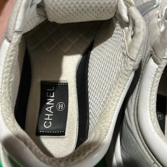 CHANEL White and Black Athletic Shoes