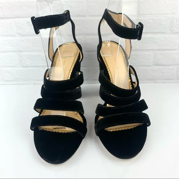 Charlotte Olympia Christie Velvet Sandals Heels