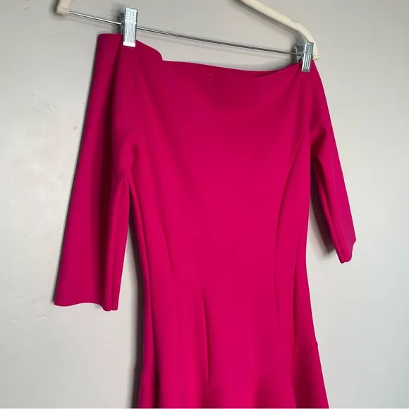Chiara Boni La Petite Robe Dress Size 44 M Hot Pink Magenta Boatneck 3/4 Sleeve