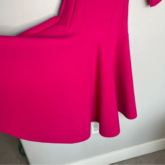 Chiara Boni La Petite Robe Dress Size 44 M Hot Pink Magenta Boatneck 3/4 Sleeve