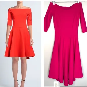 Chiara Boni La Petite Robe Dress Size 44 M Hot Pink Magenta Boatneck 3/4 Sleeve