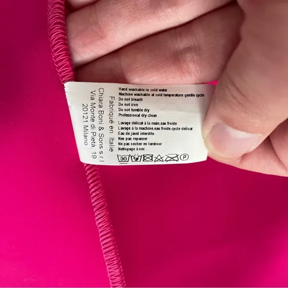 Chiara Boni La Petite Robe Dress Size 44 M Hot Pink Magenta Boatneck 3/4 Sleeve