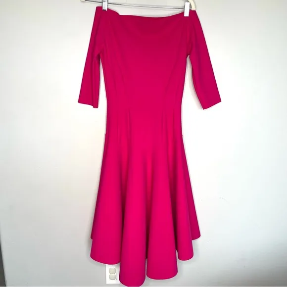 Chiara Boni La Petite Robe Dress Size 44 M Hot Pink Magenta Boatneck 3/4 Sleeve