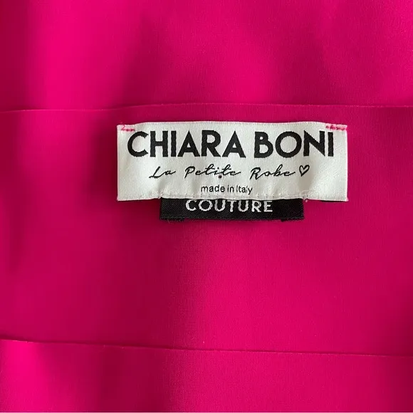Chiara Boni La Petite Robe Dress Size 44 M Hot Pink Magenta Boatneck 3/4 Sleeve
