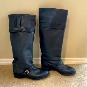 Chloe black leather biker knee high boots size 37