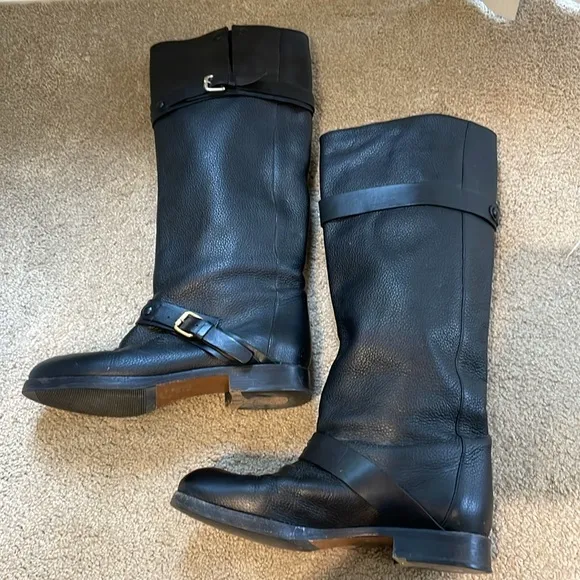 Chloe black leather biker knee high boots size 37