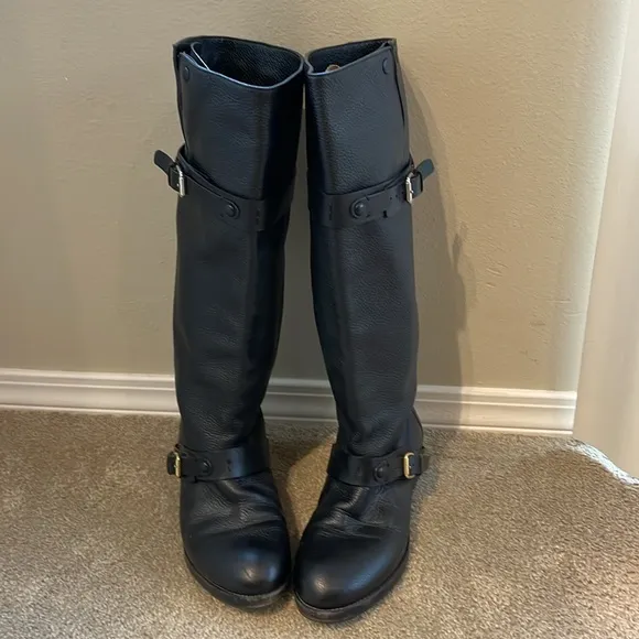 Chloe black leather biker knee high boots size 37