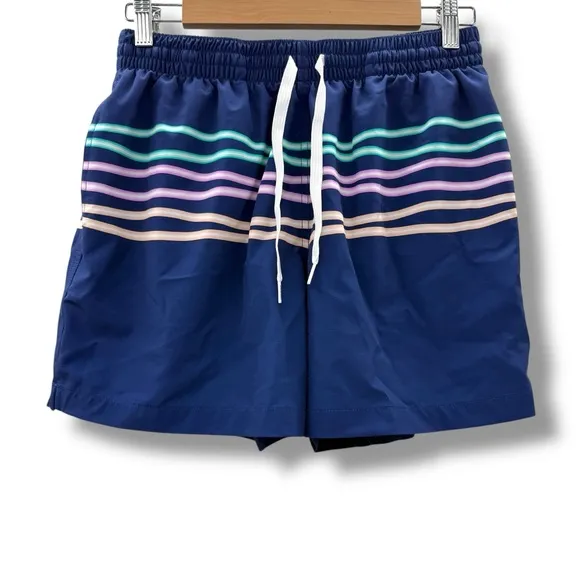 Chubbies‎ Moon Shadow 5.5&quot; Inseam Swim Trunks in Navy Neon Stripe Sz M