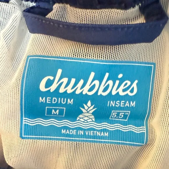 Chubbies‎ Moon Shadow 5.5&quot; Inseam Swim Trunks in Navy Neon Stripe Sz M